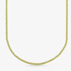 Womens 18K Gold 18 Inch Wheat Chain Necklace