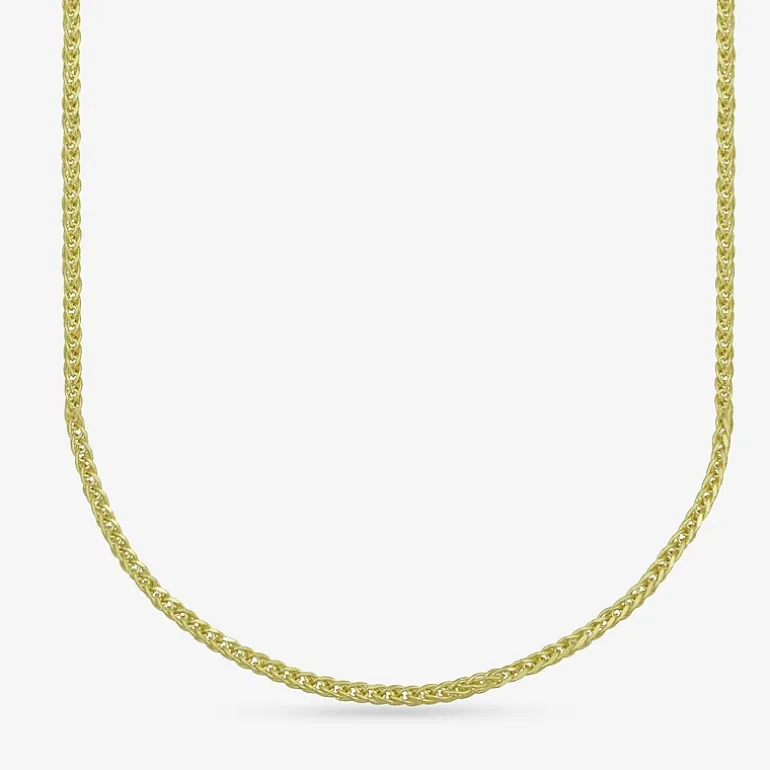 Womens 18K Gold 18 Inch Wheat Chain Necklace