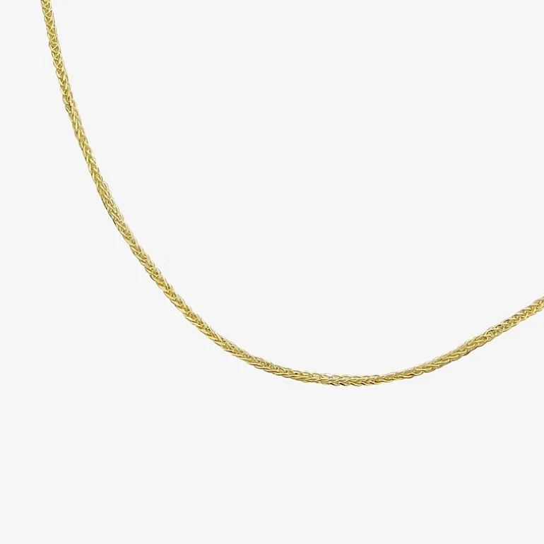 Womens 18K Gold 18 Inch Wheat Chain Necklace