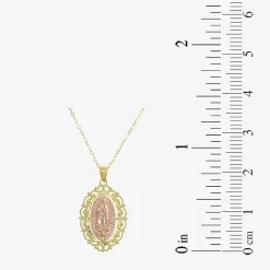 Womens 14K Gold Lady of Guadalupe Oval Pendant