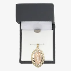 Womens 14K Gold Lady of Guadalupe Oval Pendant