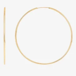Womens 14K Gold 30mm Circle Round Hoop Earrings