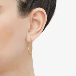 Womens 14K Gold 30mm Circle Round Hoop Earrings