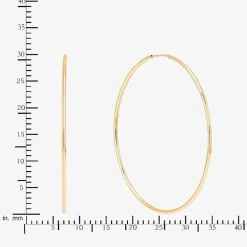 Womens 14K Gold 30mm Circle Round Hoop Earrings