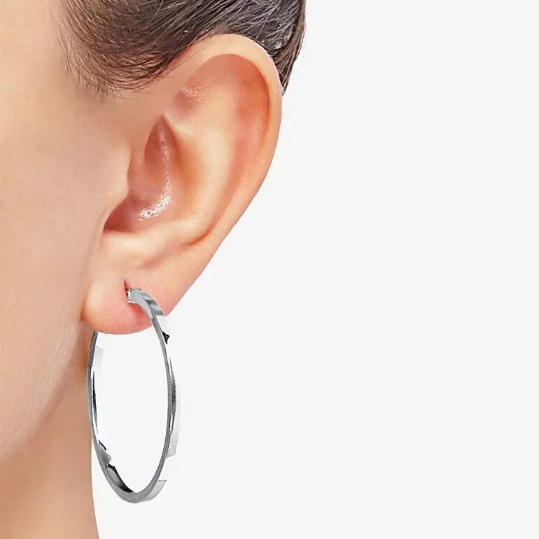 Womens 14K Gold 40mm Hoop Earrings