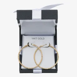 Womens 14K Gold 37mm Hoop Earrings