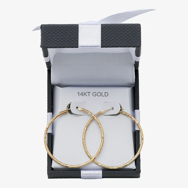 Womens 14K Gold 37mm Hoop Earrings
