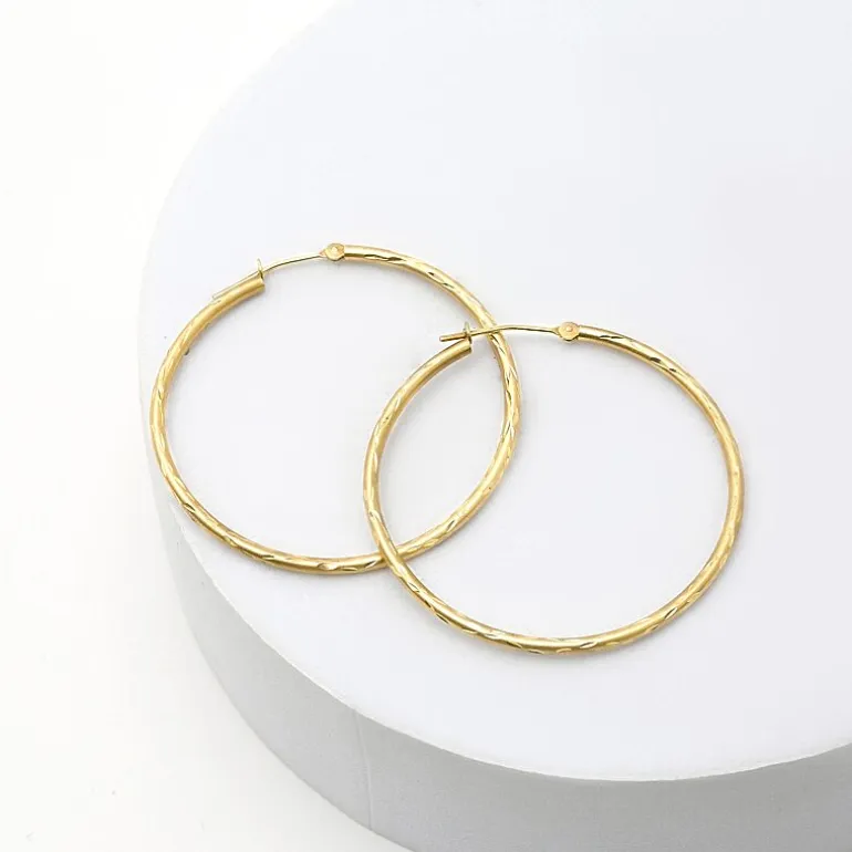 Womens 14K Gold 37mm Hoop Earrings