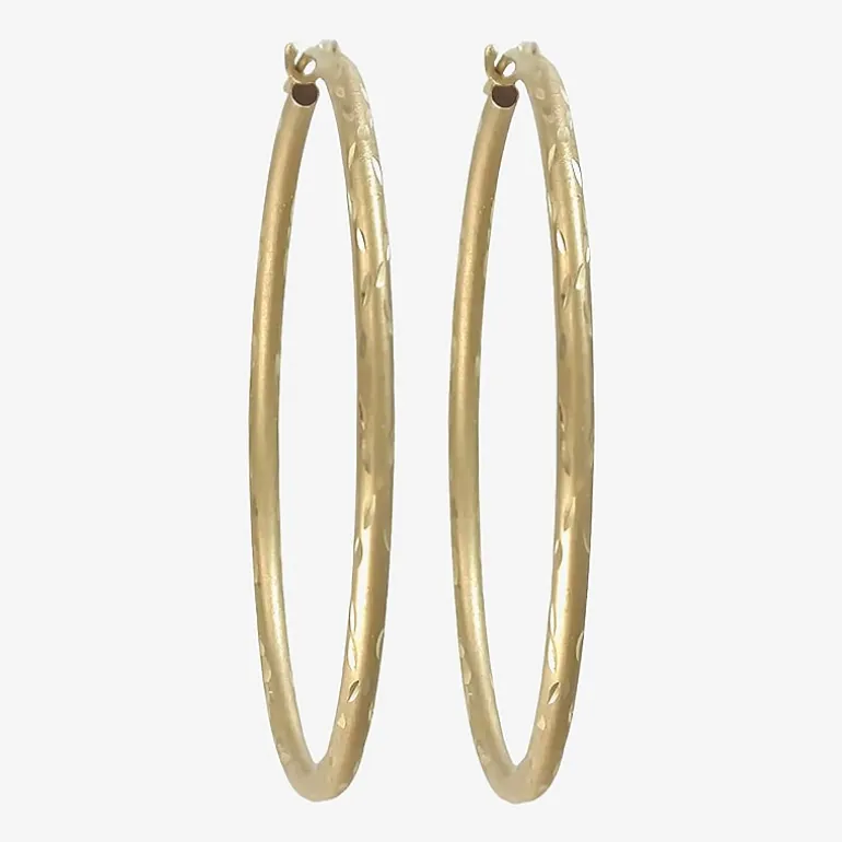 Womens 14K Gold 37mm Hoop Earrings