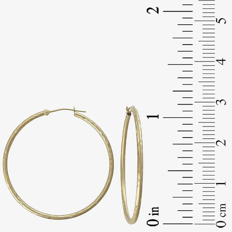 Womens 14K Gold 37mm Hoop Earrings