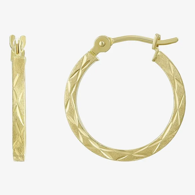 Womens 14K Gold 15mm Hoop Earrings