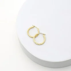 Womens 14K Gold 15mm Hoop Earrings