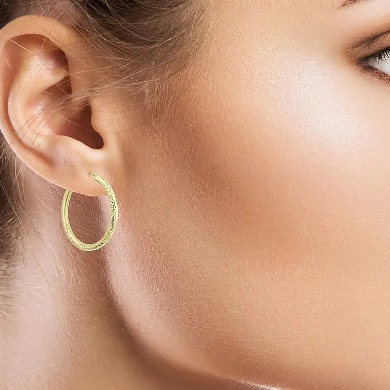 Womens 14K Gold 30mm Hoop Earrings