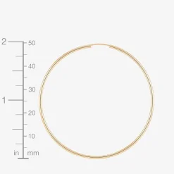 Womens 14K Gold 50mm Hoop Earrings
