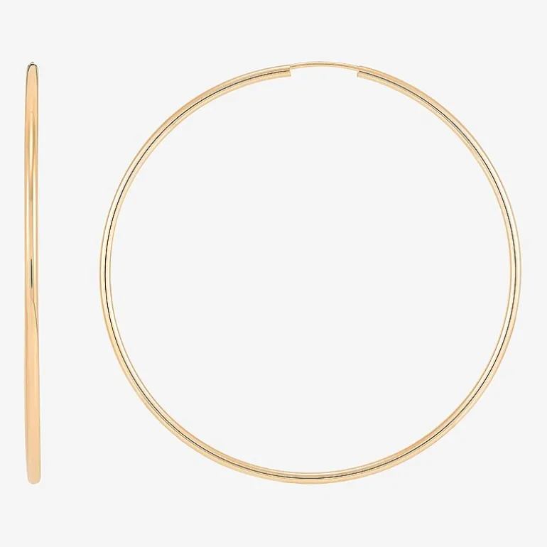 Womens 14K Gold 50mm Hoop Earrings