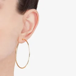 Womens 14K Gold 50mm Hoop Earrings