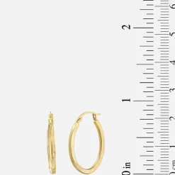 Womens 14K Gold 20mm Oval Hoop Earrings
