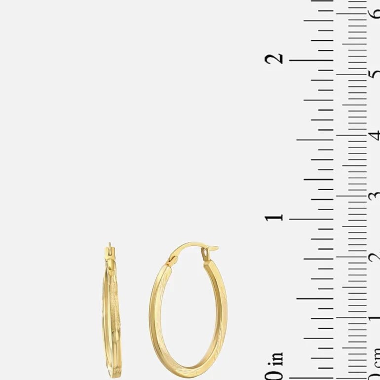 Womens 14K Gold 20mm Oval Hoop Earrings