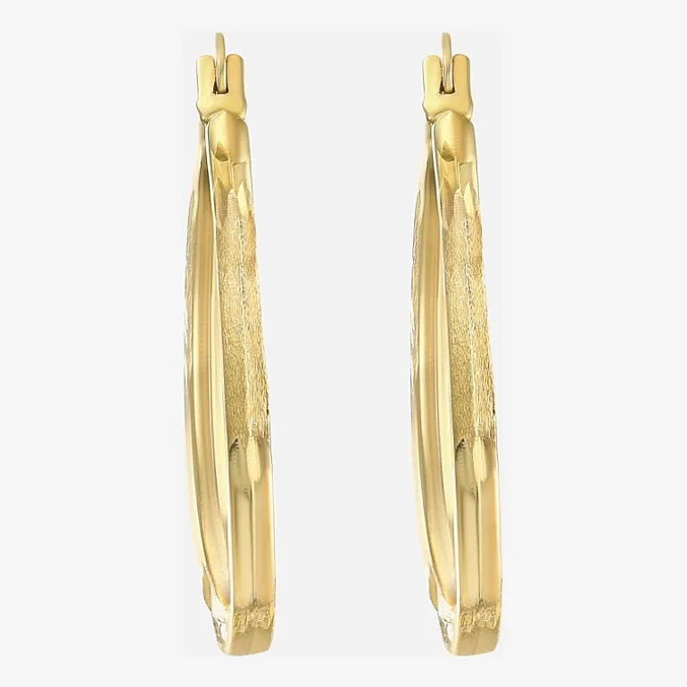 Womens 14K Gold 20mm Oval Hoop Earrings