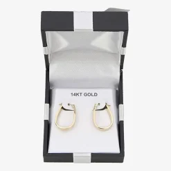 Womens 14K Gold 18mm Oval Hoop Earrings
