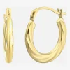 Womens 10K Gold 15mm Oval Hoop Earrings