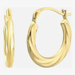 Womens 10K Gold 15mm Oval Hoop Earrings