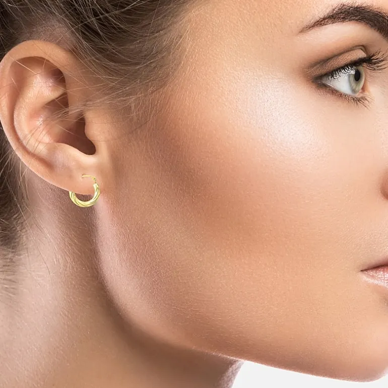 Womens 10K Gold 15mm Oval Hoop Earrings