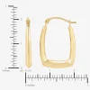 Womens 14K Gold 21.4mm Rectangular Hoop Earrings
