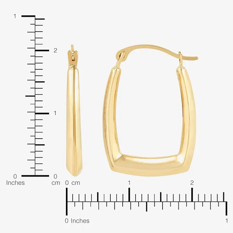 Womens 14K Gold 21.4mm Rectangular Hoop Earrings