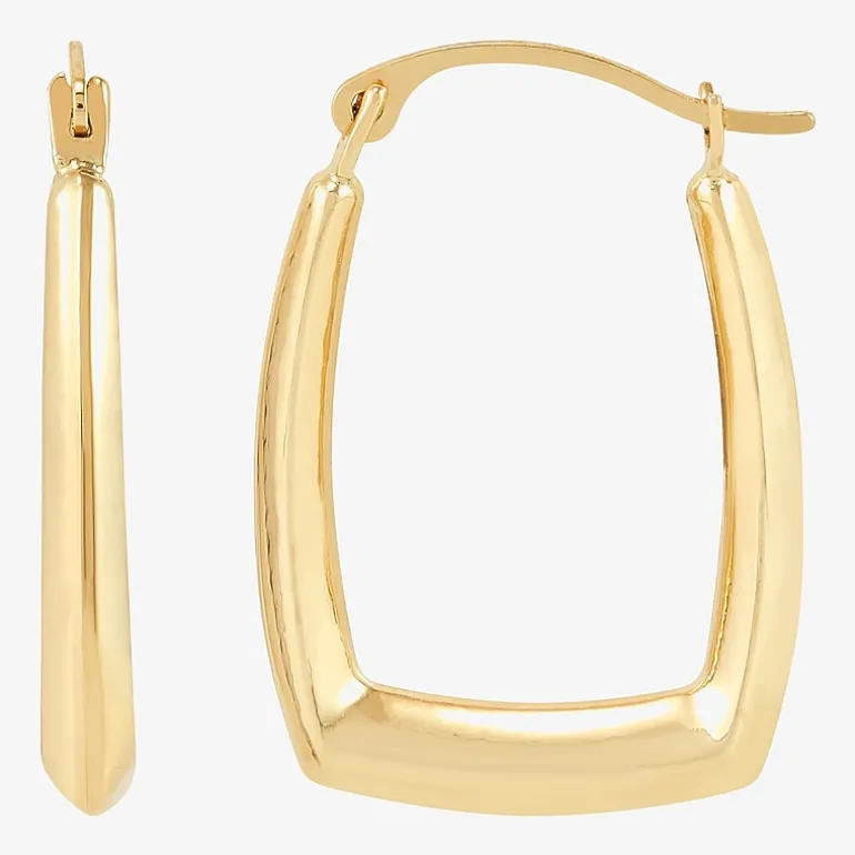 Womens 14K Gold 21.4mm Rectangular Hoop Earrings