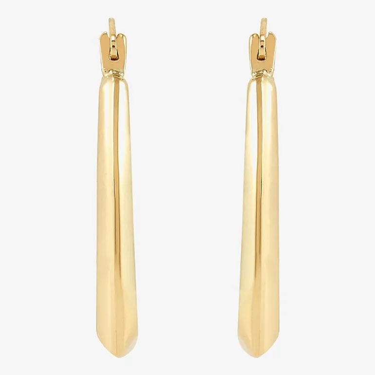 Womens 14K Gold 21.4mm Rectangular Hoop Earrings