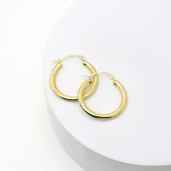 Womens 10K Gold 22mm Round Hoop Earrings