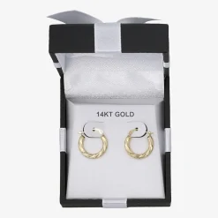 Womens 14K Gold 15mm Round Hoop Earrings
