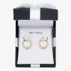 Womens 10K Gold 13mm Round Hoop Earrings