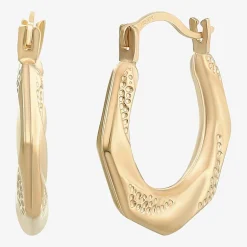 Womens 10K Gold 13mm Round Hoop Earrings