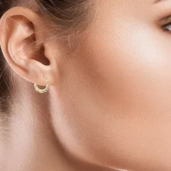 Womens 10K Gold 13mm Round Hoop Earrings