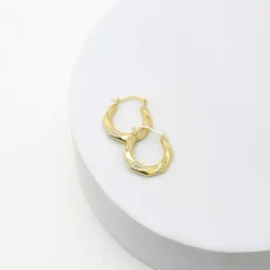 Womens 10K Gold 13mm Round Hoop Earrings