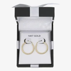 Womens 14K Gold 20mm Round Hoop Earrings