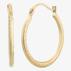 Womens 14K Gold 20mm Round Hoop Earrings