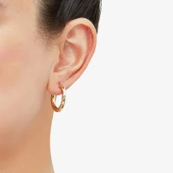 Womens 14K Gold 20mm Round Hoop Earrings