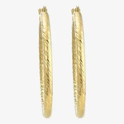 Womens 14K Gold 25mm Round Hoop Earrings