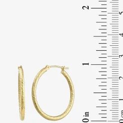 Womens 14K Gold 25mm Round Hoop Earrings