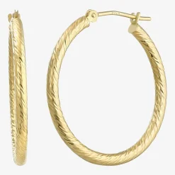 Womens 14K Gold 25mm Round Hoop Earrings
