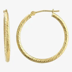 Womens 14K Gold 25mm Round Hoop Earrings