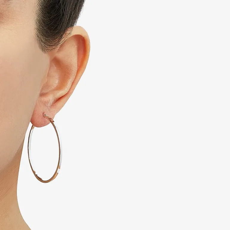 Womens 10K Gold 40mm Round Hoop Earrings