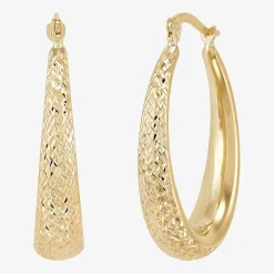 Womens 14K Gold 32.1mm Round Hoop Earrings