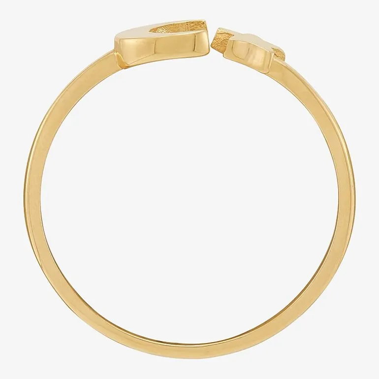 Womens 10K Gold Moon Round Star Band