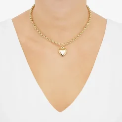 Womens 14K Gold Over Silver Heart 16 Inch Pendant Necklace