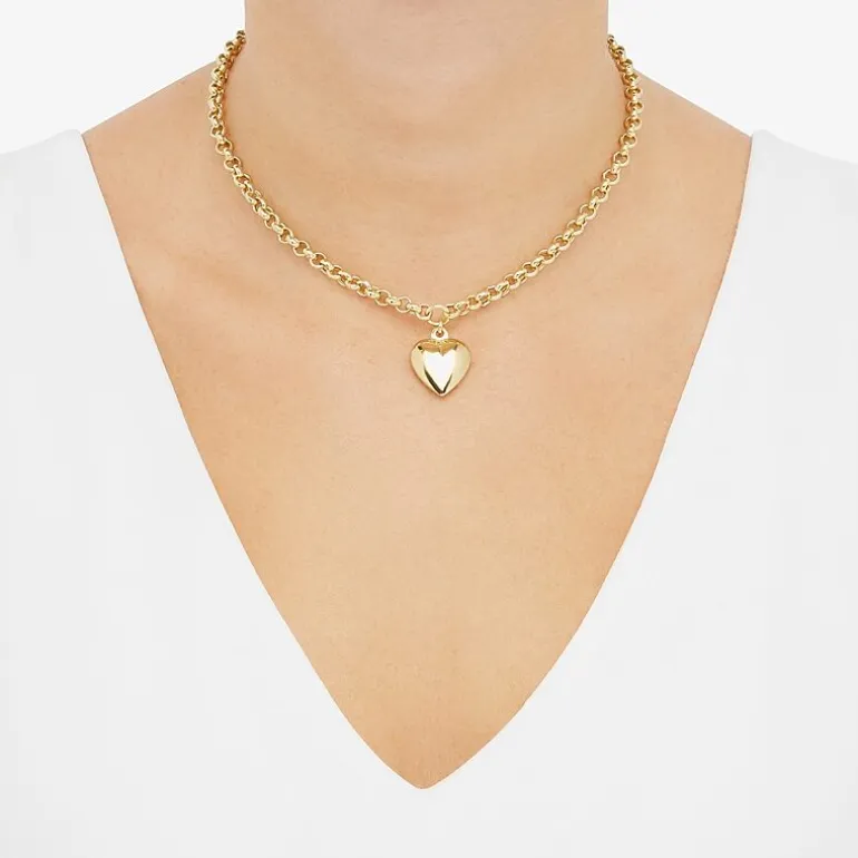 Womens 14K Gold Over Silver Heart 16 Inch Pendant Necklace