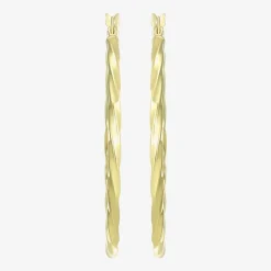 Womens 24K Gold Over Silver 40.8mm Round Hoop Earrings